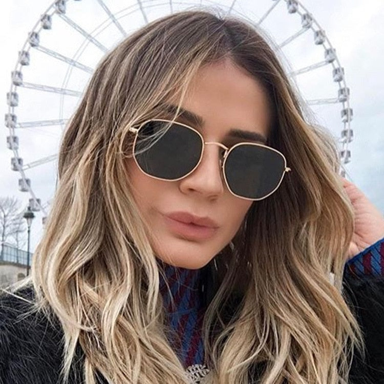 <font size="3" face="Rubik"><b>LAUREN</b></font> <br> Hexagonal Sunglasses <br> <font size=2 face="Rubik"><b>BACK IN STOCK</b></font>