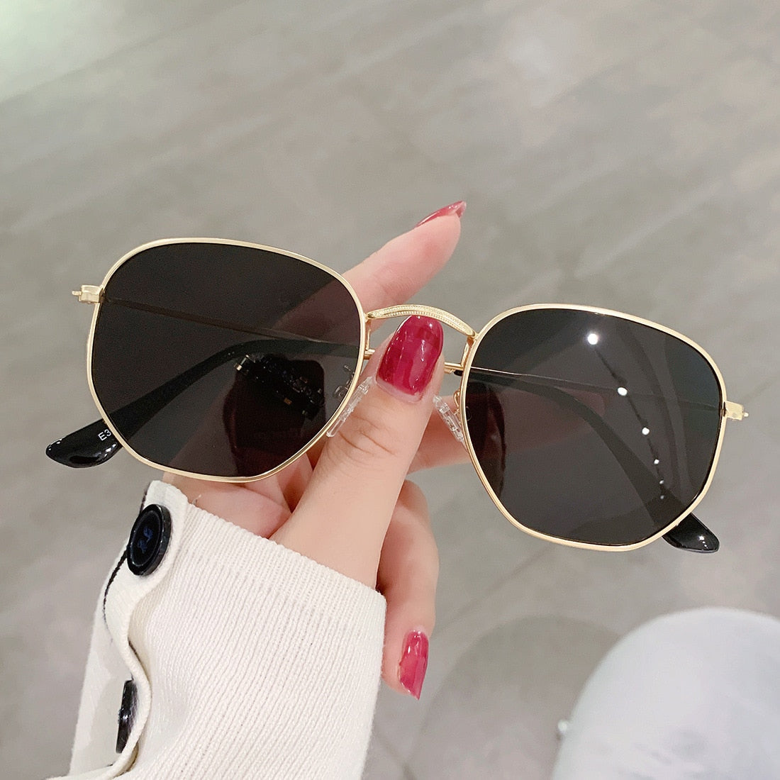 <font size="3" face="Rubik"><b>LAUREN</b></font> <br> Hexagonal Sunglasses <br> <font size=2 face="Rubik"><b>BACK IN STOCK</b></font>